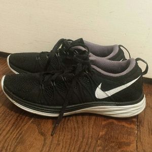 NIKE Fly Nit Lunar 2 Sneakers Shoes Blk White Sz 7